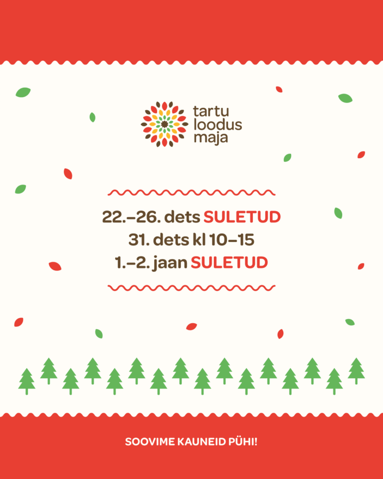 Loodusmaja avamisajad lõppeval aastal